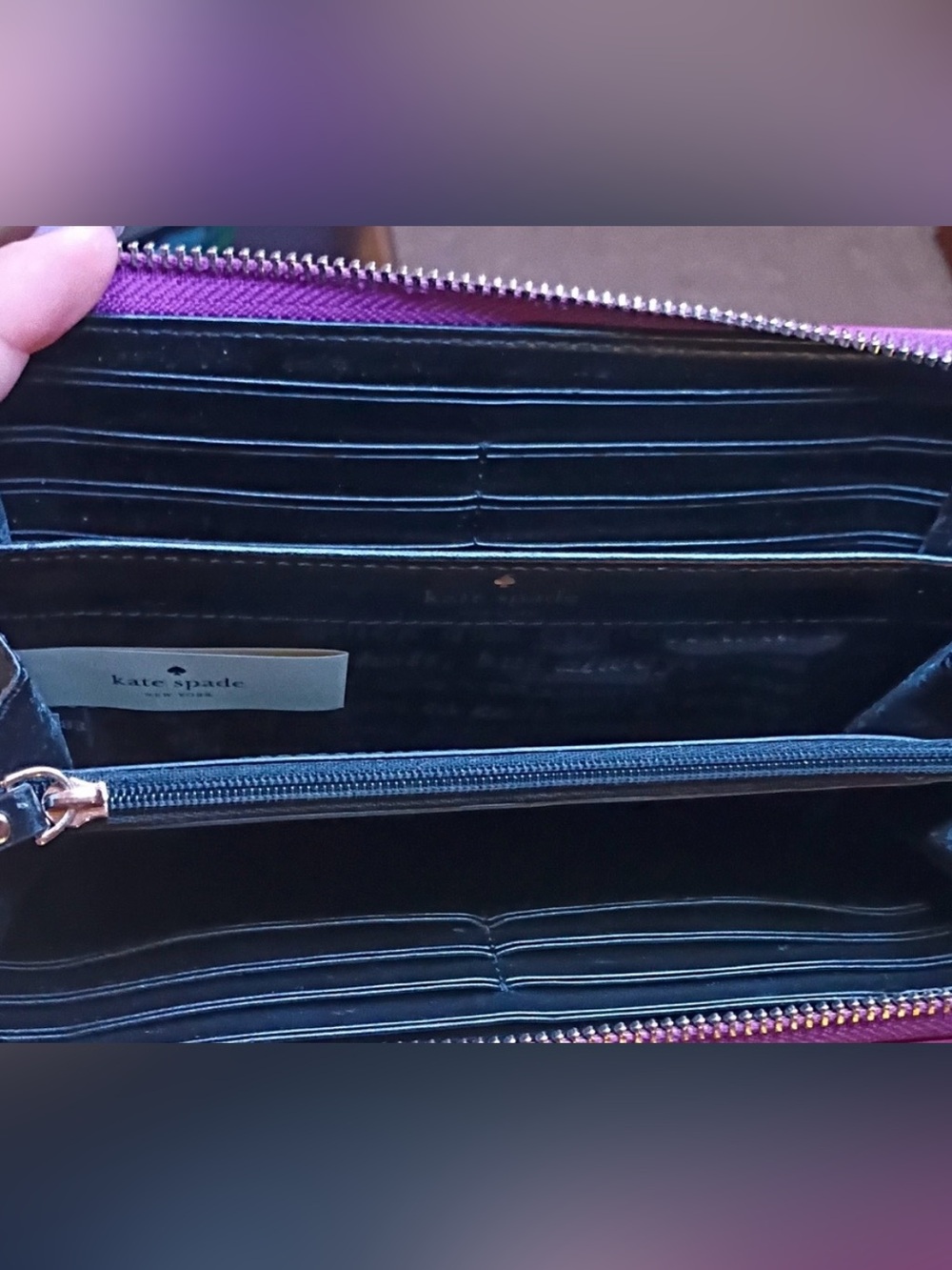 kate spade Holographic Magenta Zip-Around Wallet - Picture 10 of 11